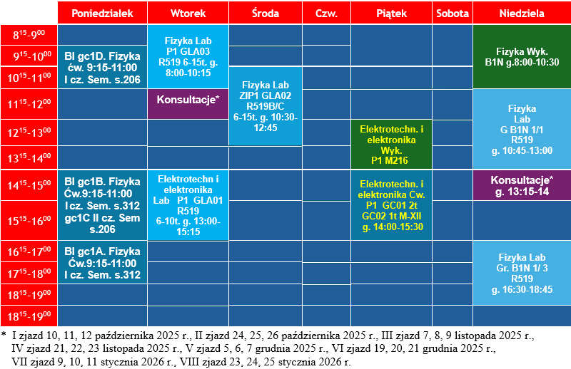 rozkład zajęć dr Jarosłąw Borc semestr zimowy 25/26.jpg