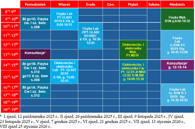 Rozkład zajęć dr Jarosłąw Borc semestr zimowy 25/26.jpg
