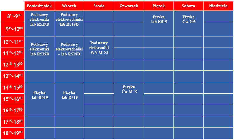 plan zajęć dr Świetlicki 25/26, semestr zimowy